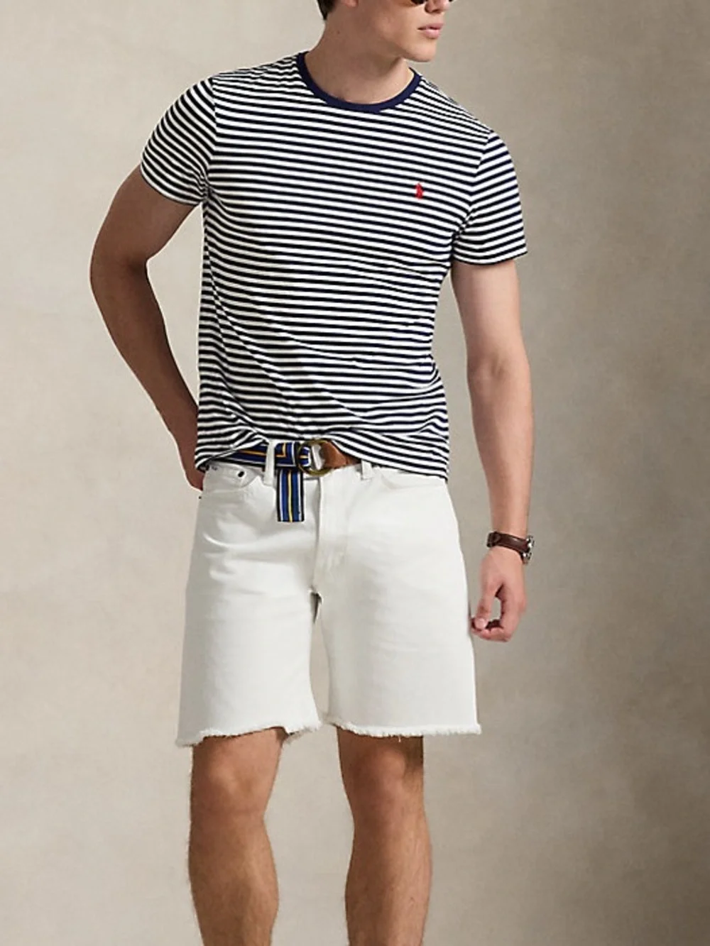Polo Ralph Lauren Navy White Striped Short‎ Sleeve Tee nautical coastal XL